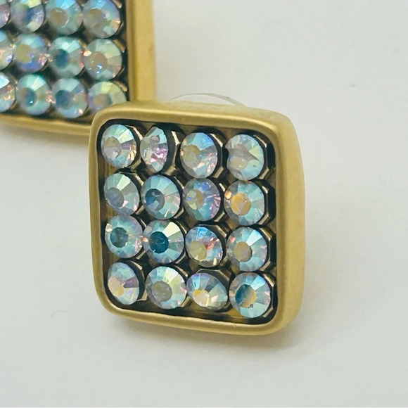 Swarovski Crystal Aurora Borealis Square Earrings - Picture 2 of 4